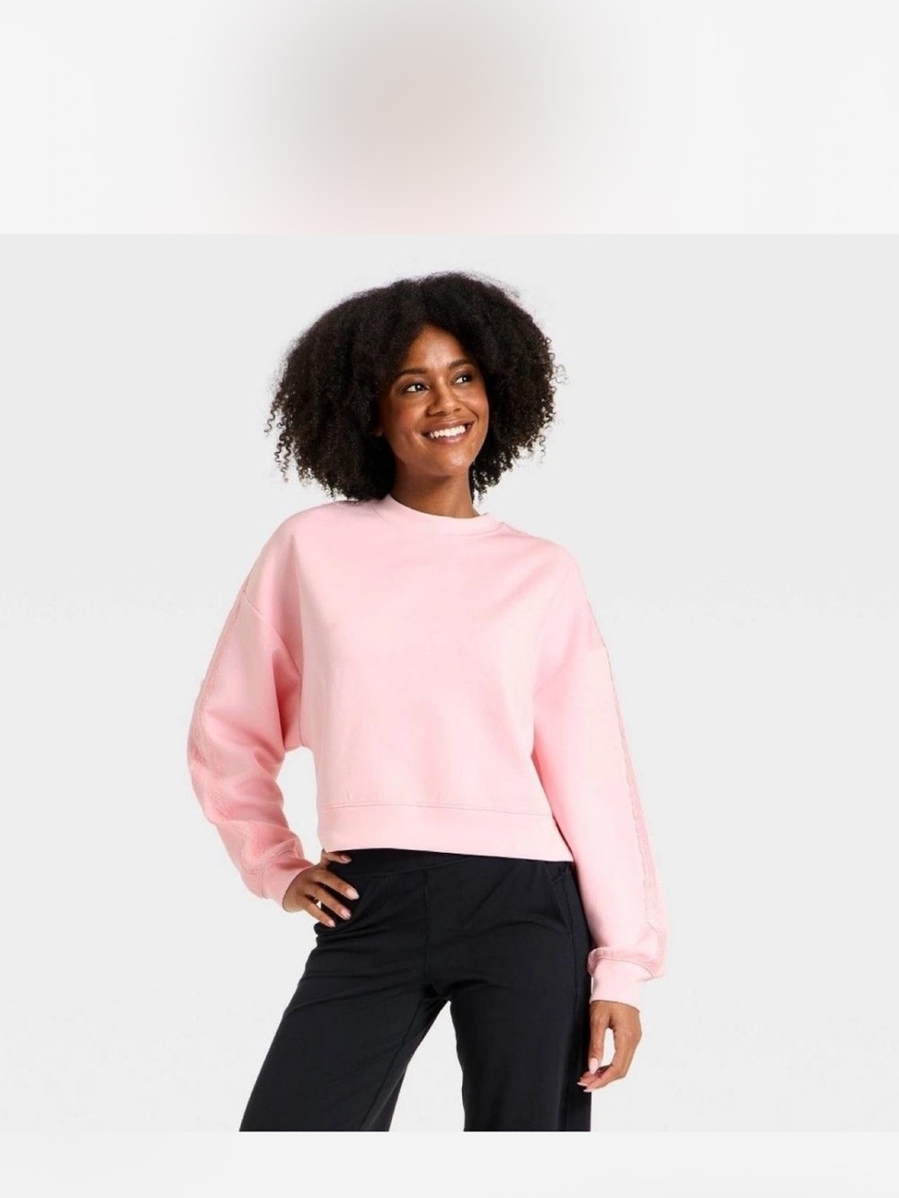 all in motion Pale Pink Cropped Crewneck Sweatshirt